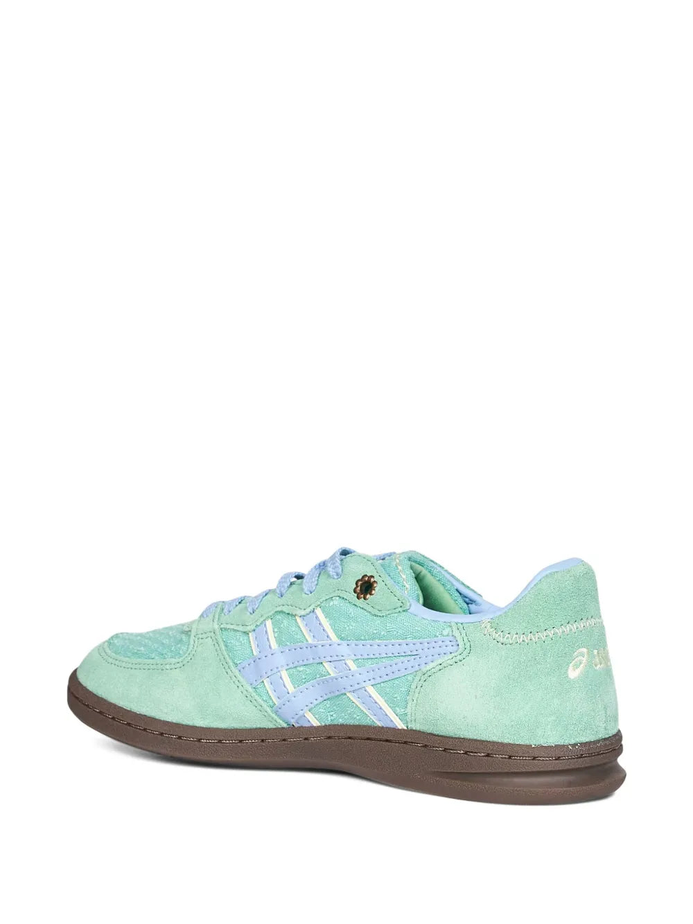 Exclusive Asics Skyhand Og Suede Sneakers — Green — Size US M 11.5 - US W 13 — Back View