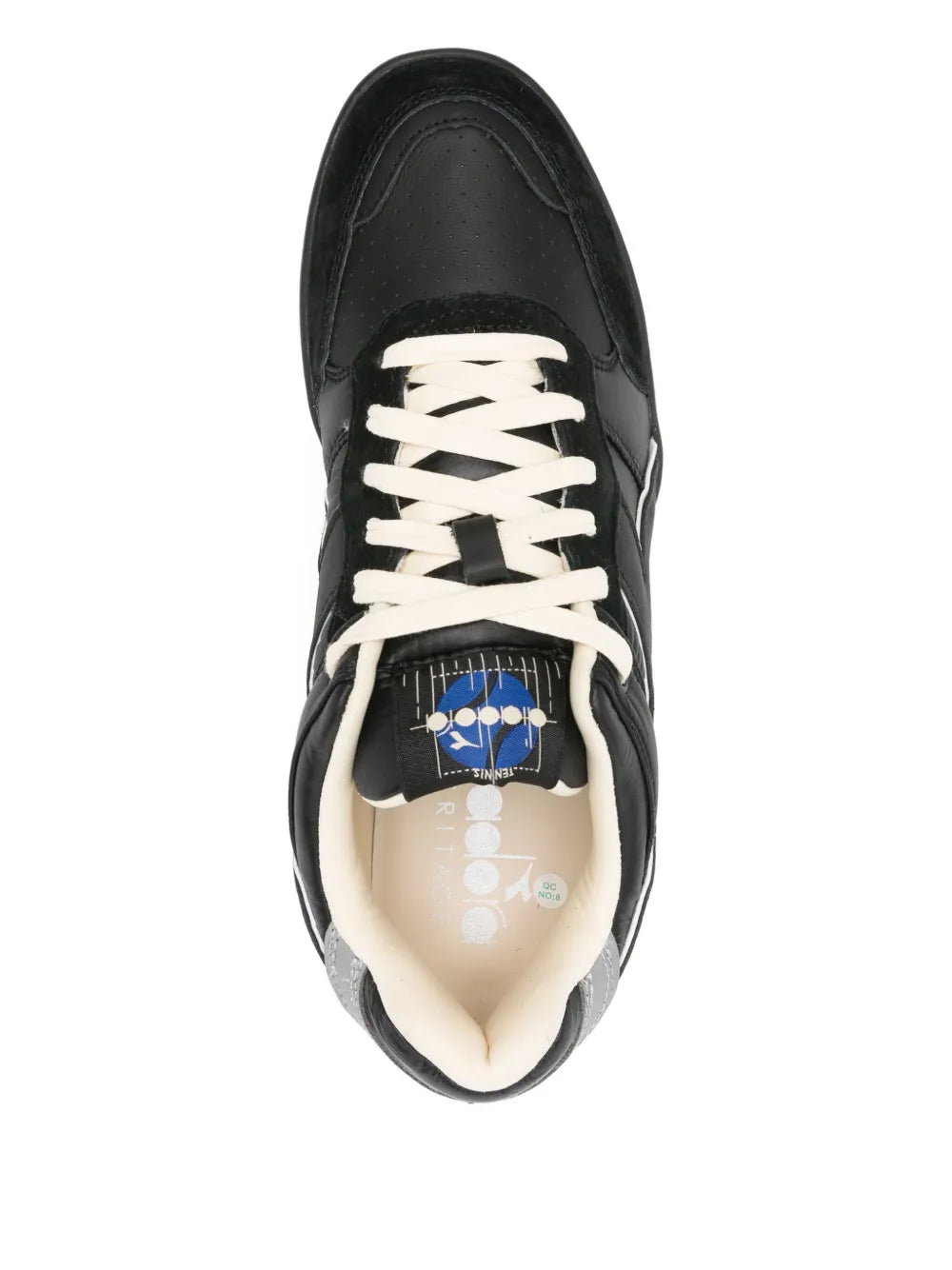 Exclusive Diadora B.560 Heritage Sneakers — Black — Size US M 4 - US W 5.5 — Top View