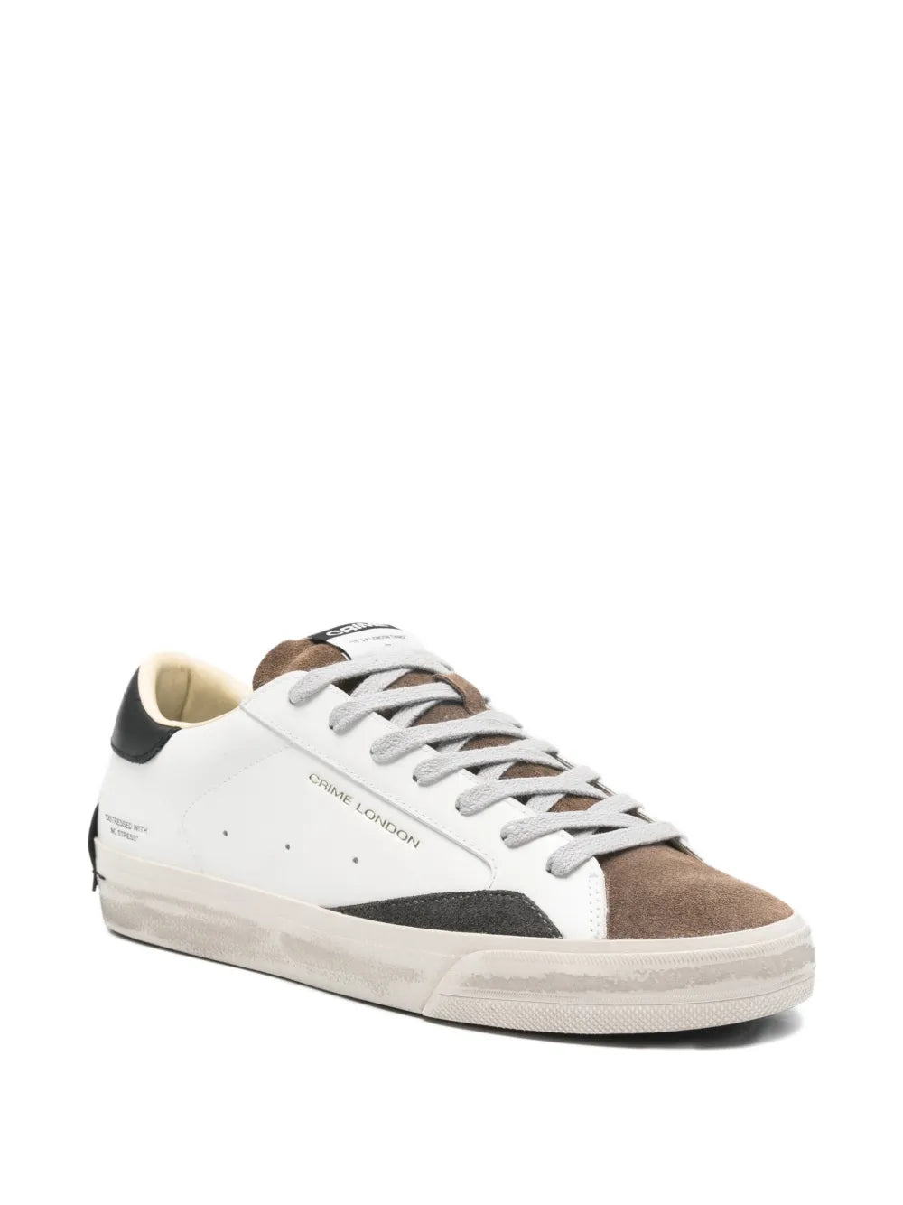 Exclusive Crime London Distressed Panelled Sneakers — White — Size US M 7 - US W 8.5 — Side View