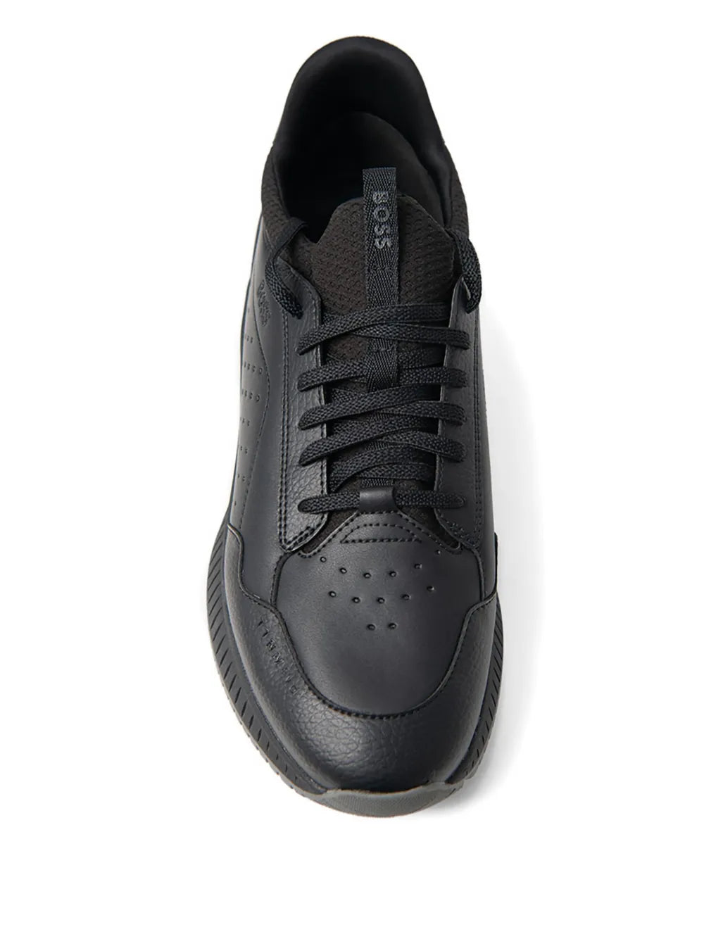 Exclusive Boss Perforated Lace-Up Sneakers — Black — Size US M 11 - US W 12.5 — Side View