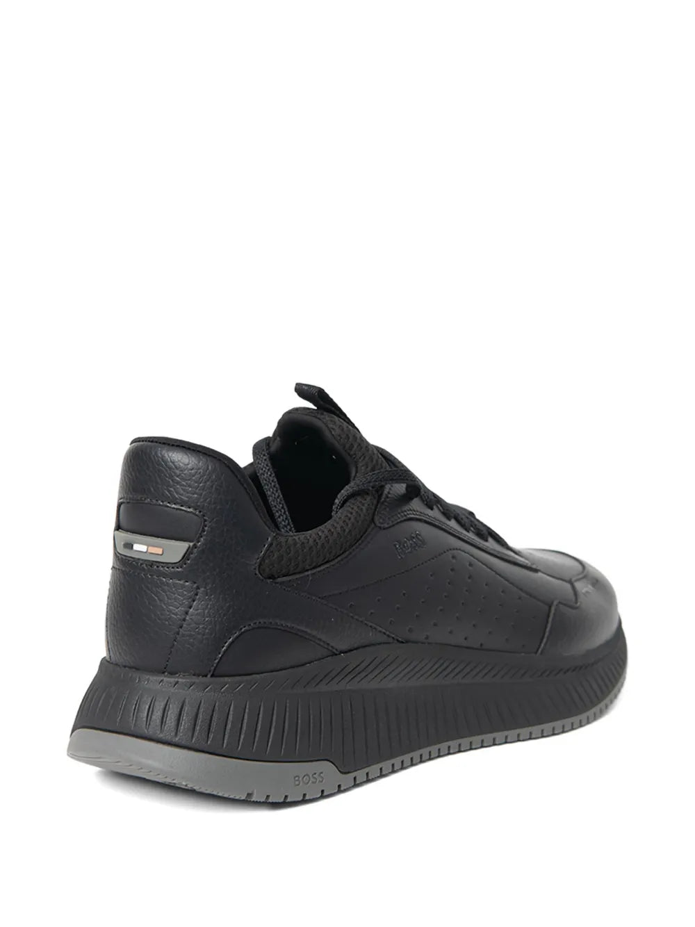 Exclusive Boss Perforated Lace-Up Sneakers — Black — Size US M 11 - US W 12.5 — Back View