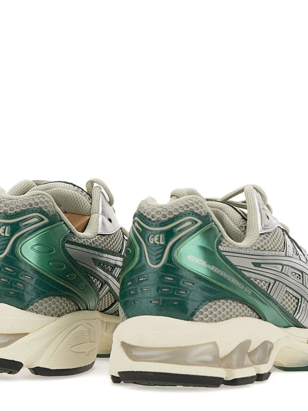 Exclusive Asics Gel-Kayano 14 Colour-Block Sneakers — Silver-Tone/Green — Size US M 10.5 - US W 12 — Detail View