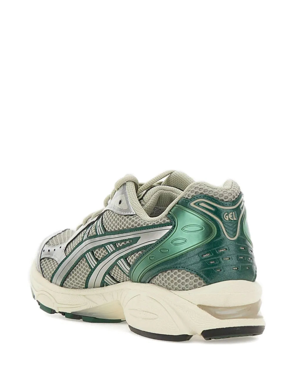Exclusive Asics Gel-Kayano 14 Colour-Block Sneakers — Silver-Tone/Green — Size US M 10.5 - US W 12 — Back View