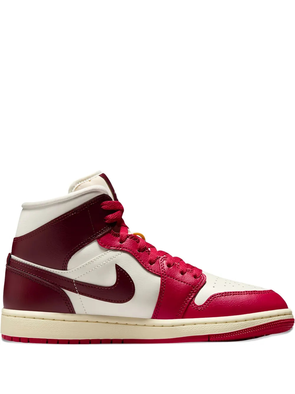 Exclusive Air Jordan 1 Mid Sneakers — Red / White — Size US M 7 - US W 8.5 — Front View