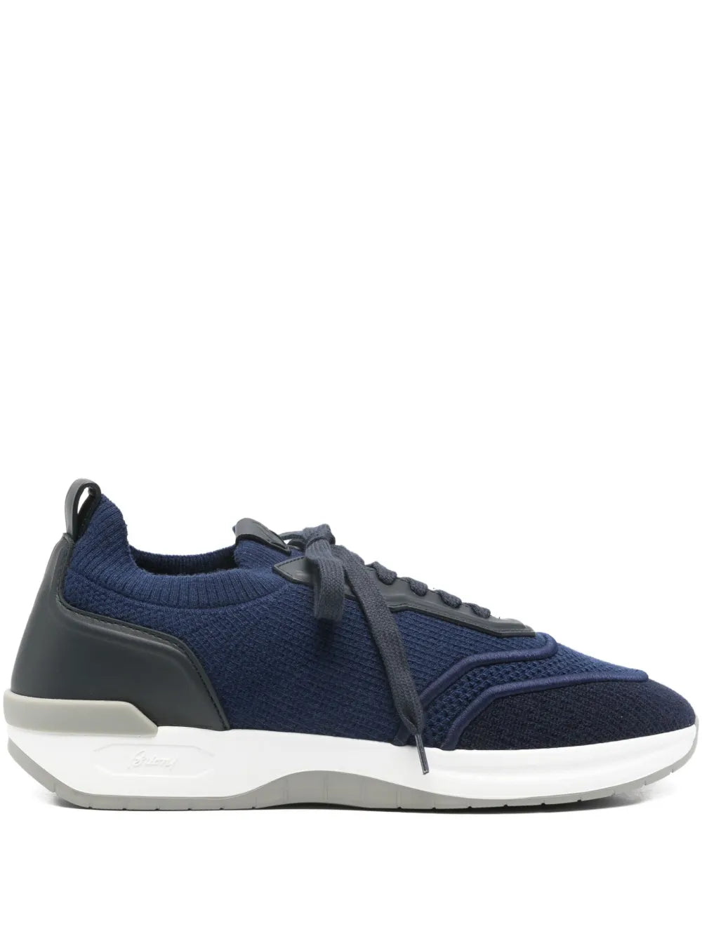 Exclusive Brioni Lace-Up Panelled Sneakers — Navy Blue — Size US M 10 - US W 11.5 — Front View