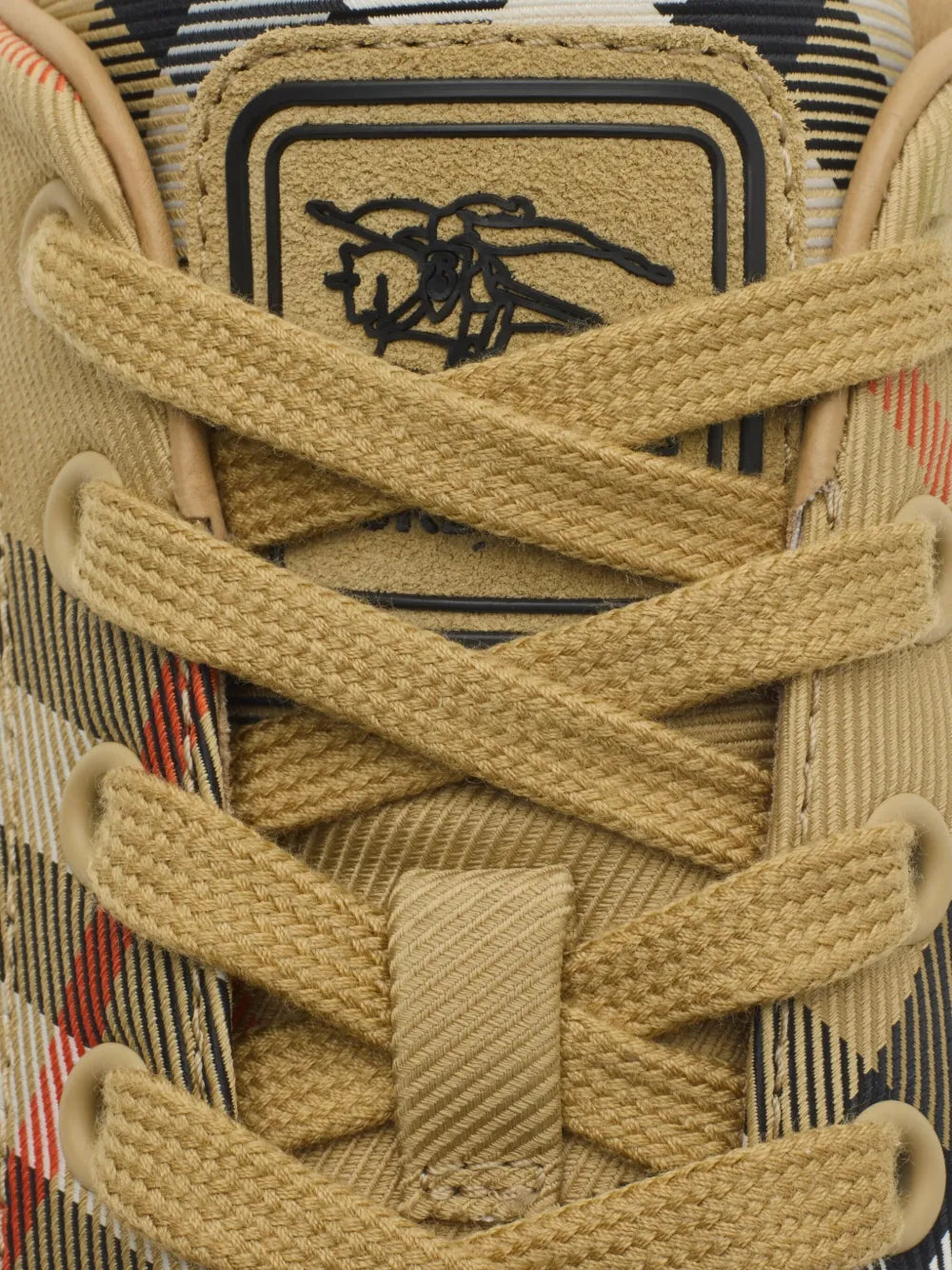Exclusive Burberry Check-Pattern Sneakers — Beige — Size US M 9.5 - US W 11 — Detail View