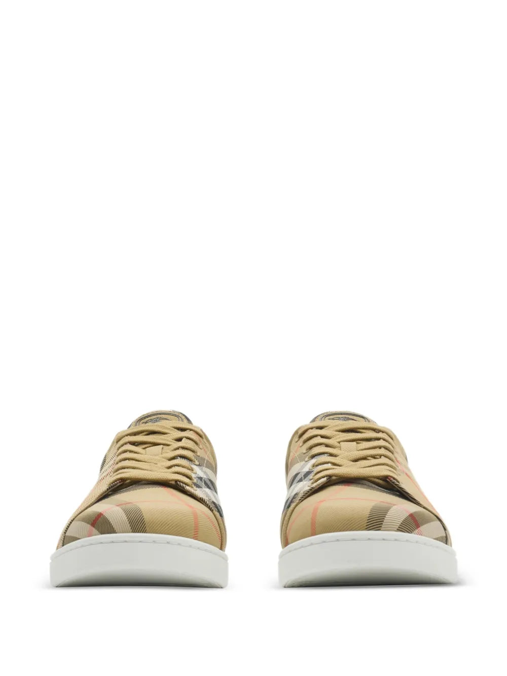 Exclusive Burberry Check-Pattern Sneakers — Beige — Size US M 9.5 - US W 11 — Back View