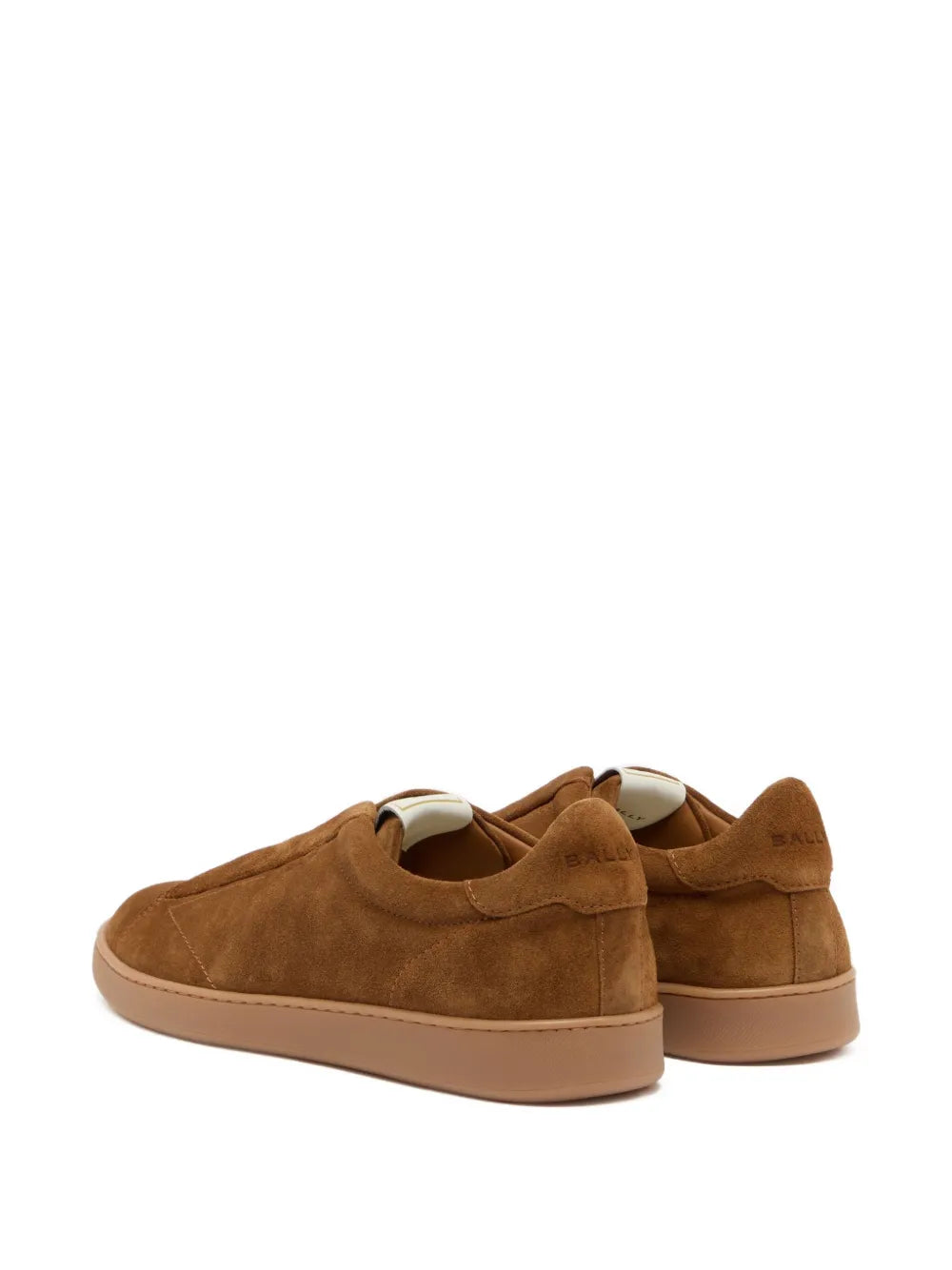 Exclusive Bally Retro Crest Suede Sneakers — Cognac Brown — Size US M 4 - US W 5.5 — Detail View