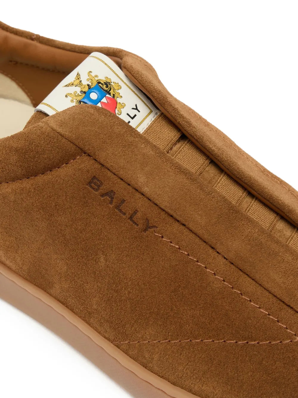 Exclusive Bally Retro Crest Suede Sneakers — Cognac Brown — Size US M 4 - US W 5.5 — Top View