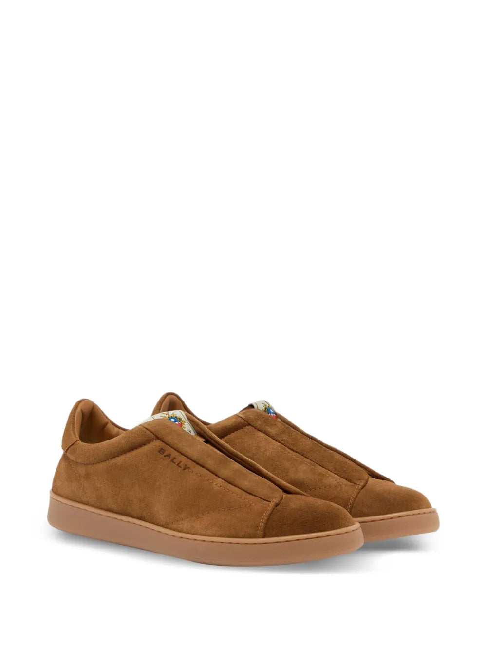 Exclusive Bally Retro Crest Suede Sneakers — Cognac Brown — Size US M 4 - US W 5.5 — Side View