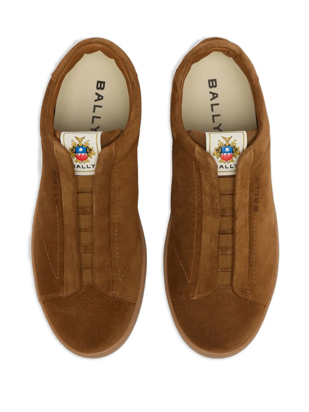 Exclusive Bally Retro Crest Suede Sneakers — Cognac Brown — Size US M 4 - US W 5.5 — Back View