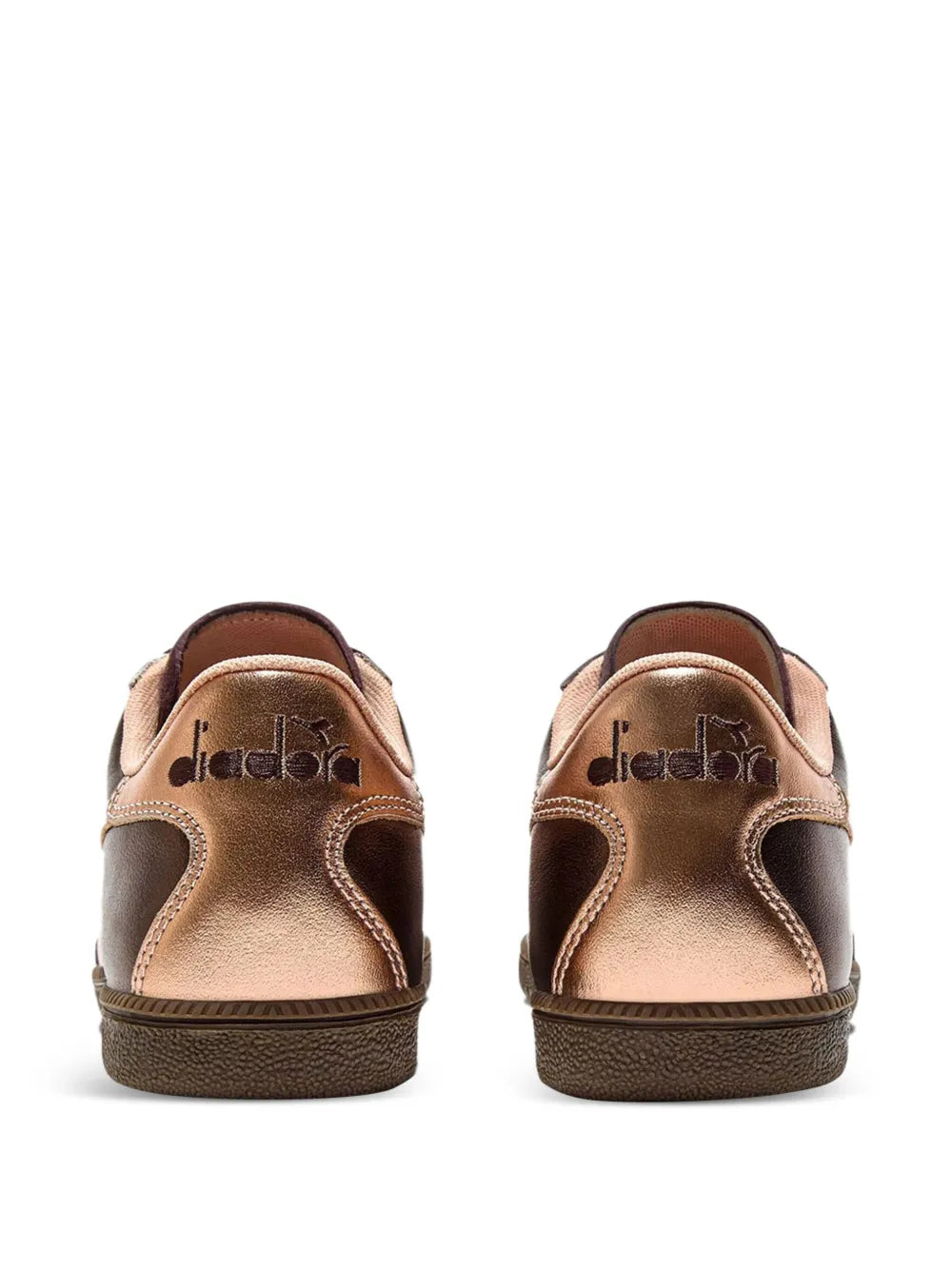 Exclusive Diadora Metallic Leather Sneakers — Brown / Burgundy — Size US M 4 - US W 5.5 — Back View