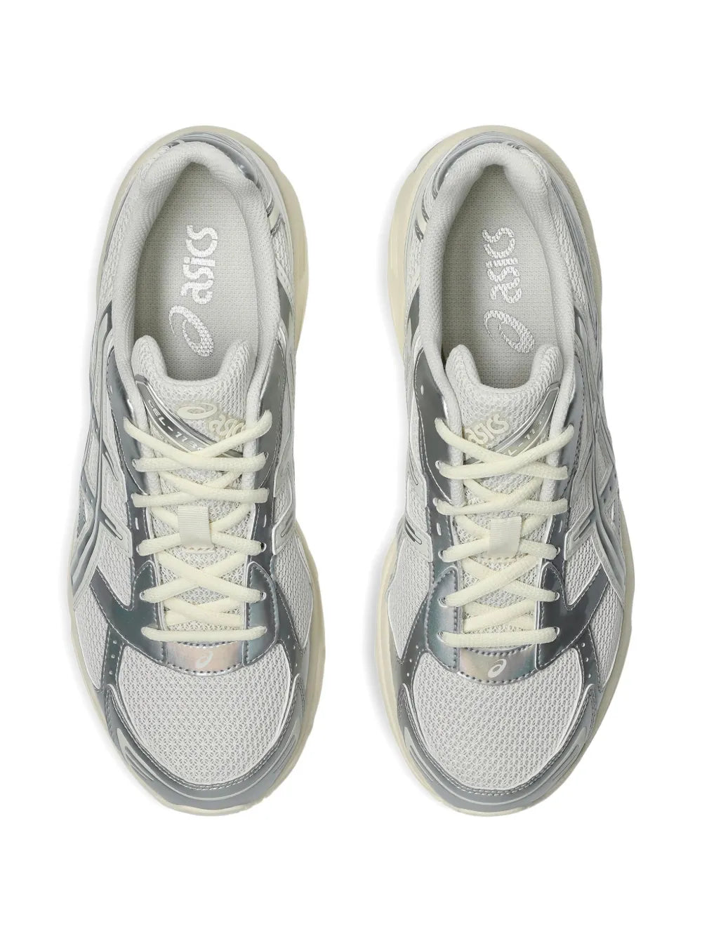 Exclusive Asics Gel-1130 Sneakers — Cream / Silver-Tone — Size US M 7 - US W 8.5 — Top View