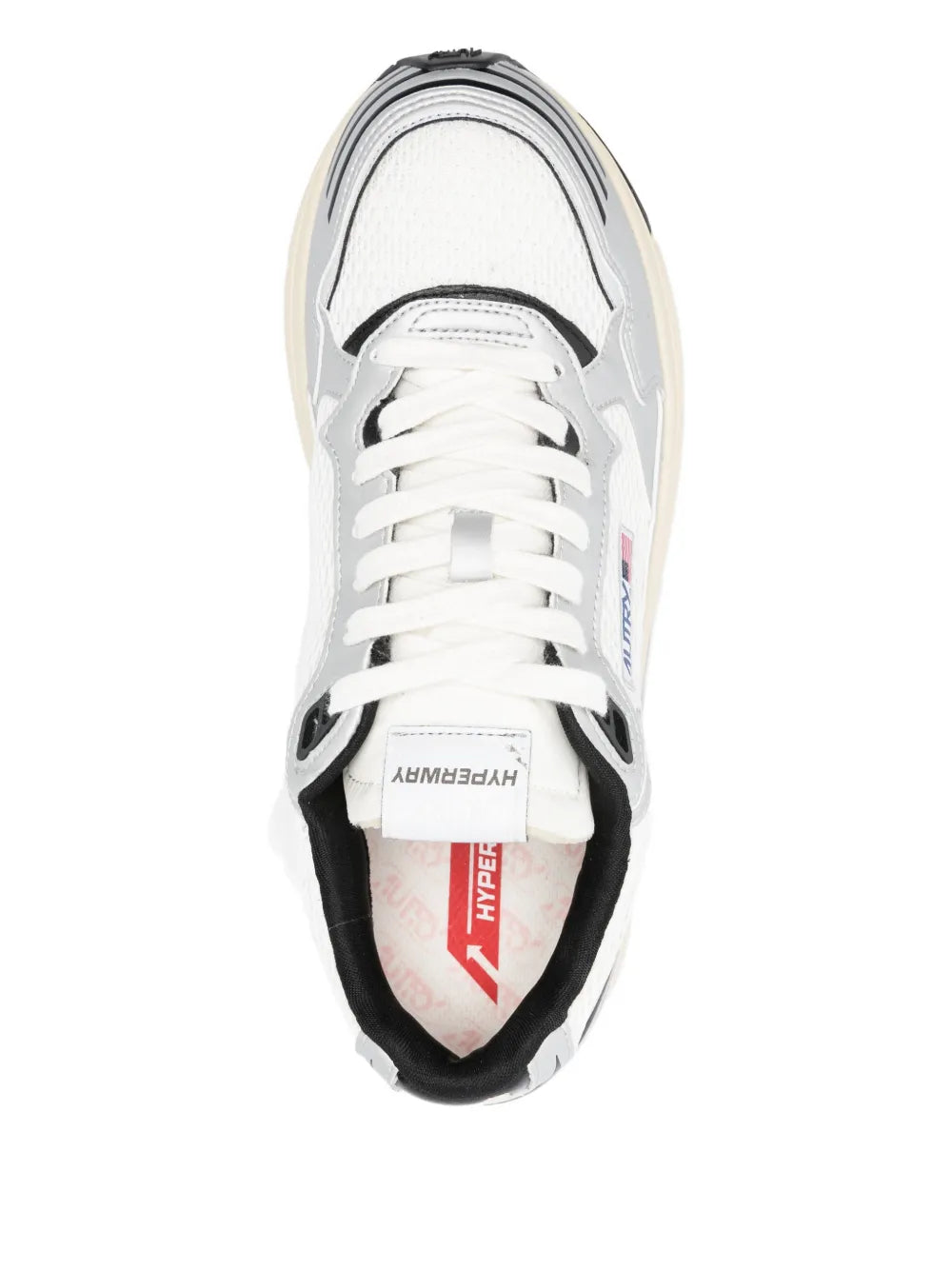 Exclusive Autry Hyperway Mesh Logo Sneakers — White / Grey — Size US M 7.5 - US W 9 — Top View