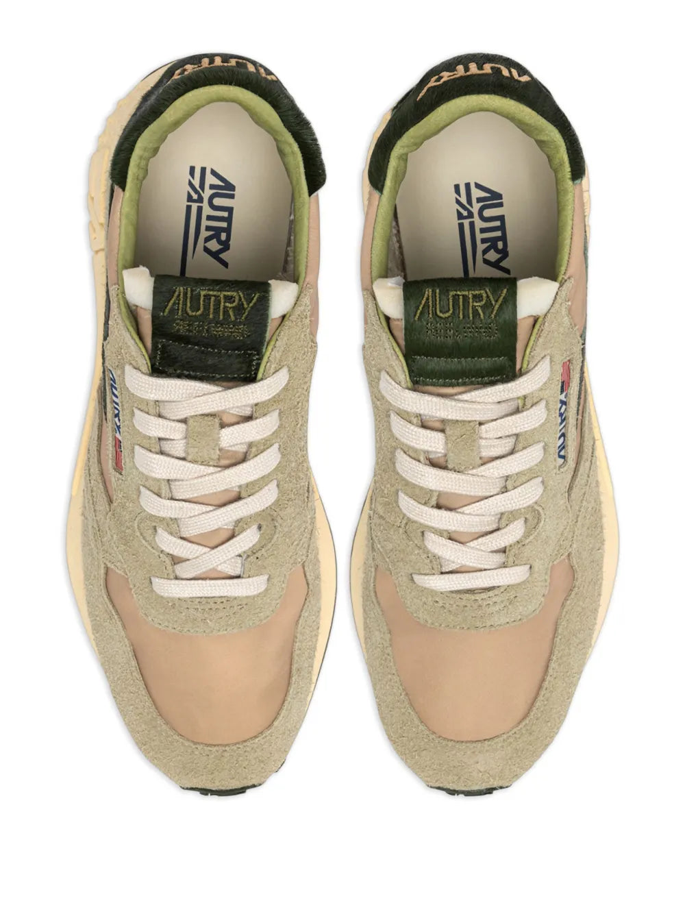 Exclusive Autry Reelwind Low Panelled Sneakers — Beige — Size US M 4.5 - US W 6 — Top View