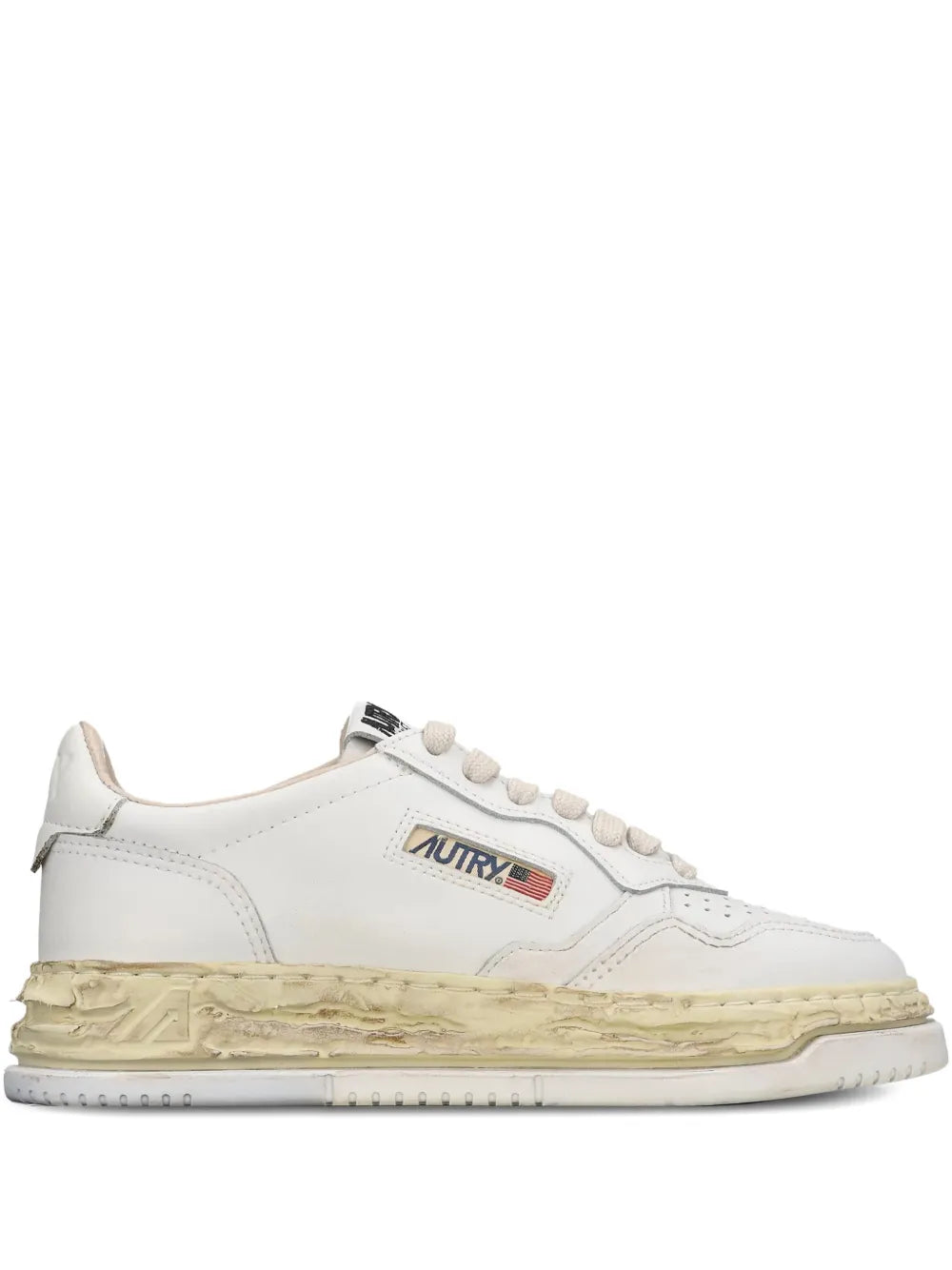 Exclusive Autry X Maison Mihara Yasuhiro Medalist Super Vintage Sneakers — White — Size US M 7 - US W 8.5 — Front View