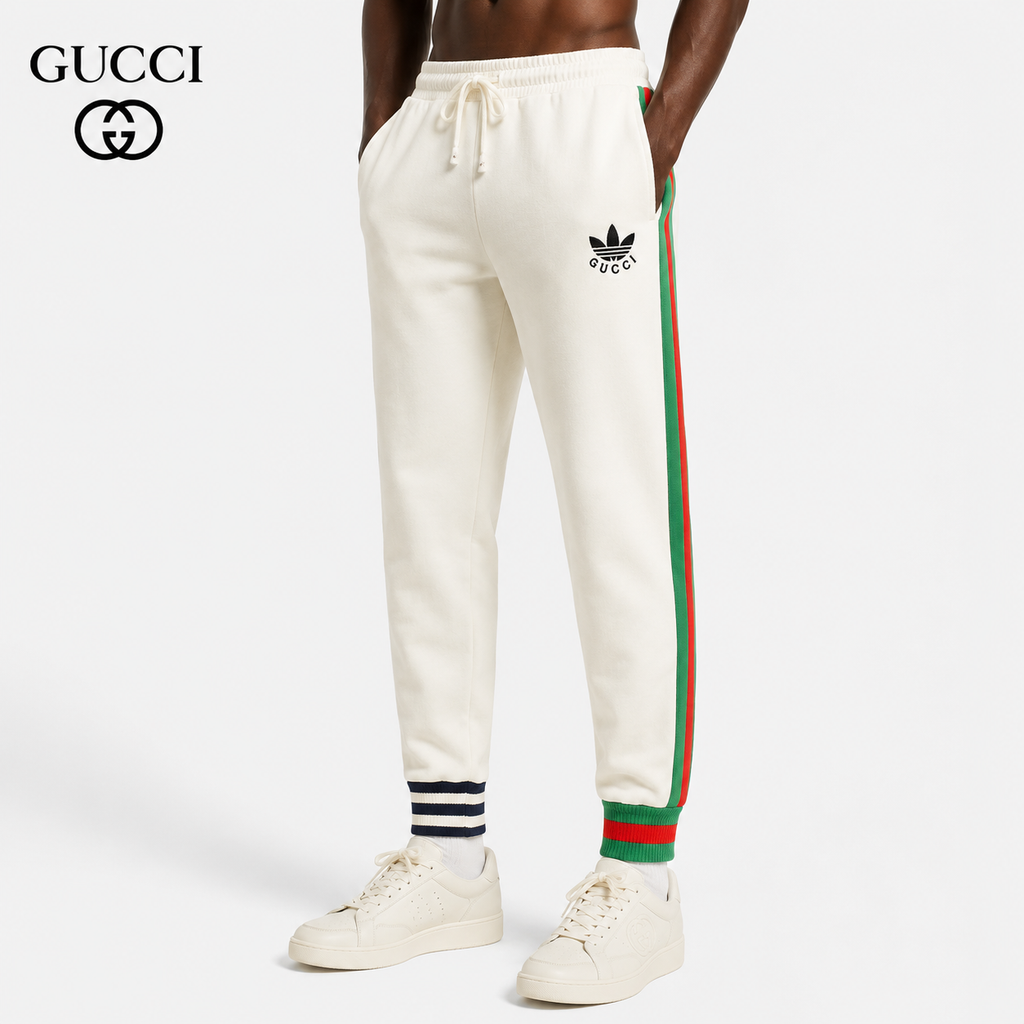 Exclusive Gucci x Adidas Web Stripe Track Pants — Green — Size S — Front View