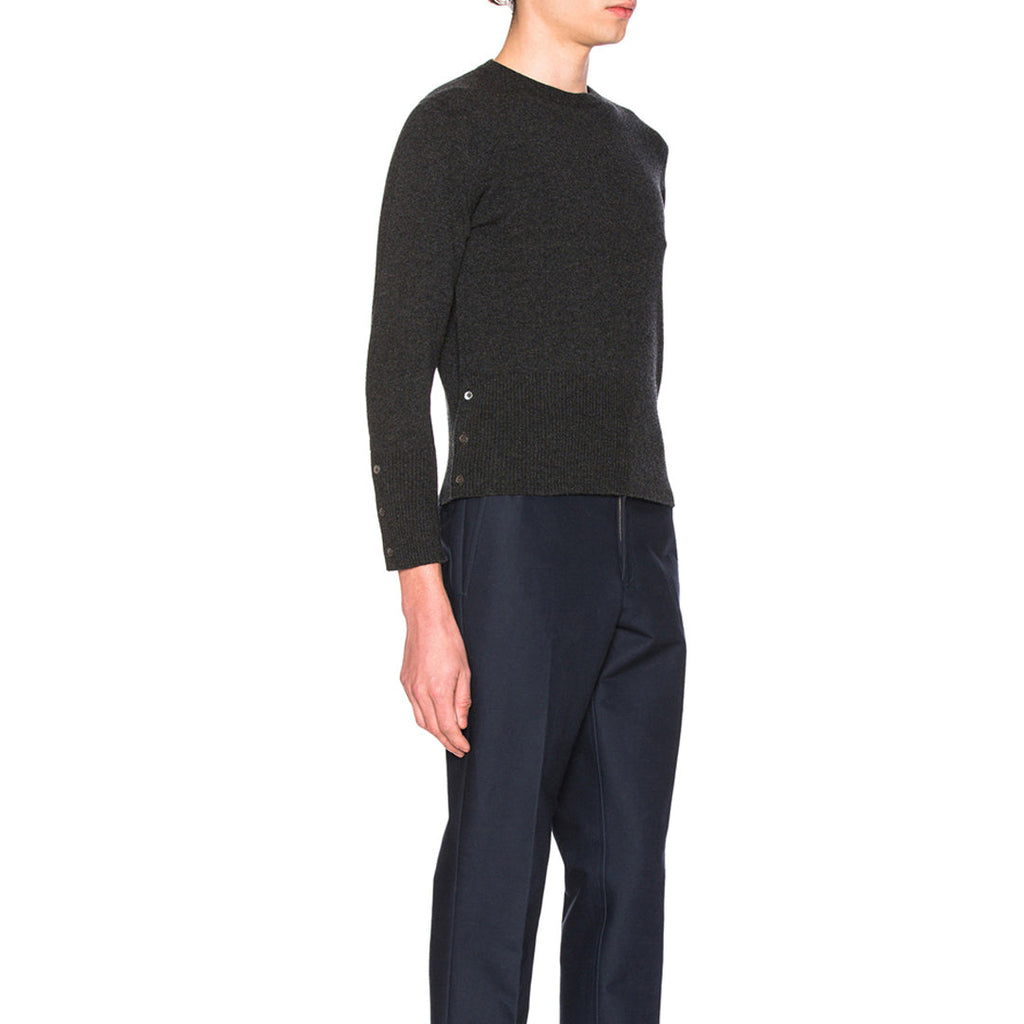 Exclusive Thom Browne  Round neck wool sweater — Dark gray — Size 1/M — Top View