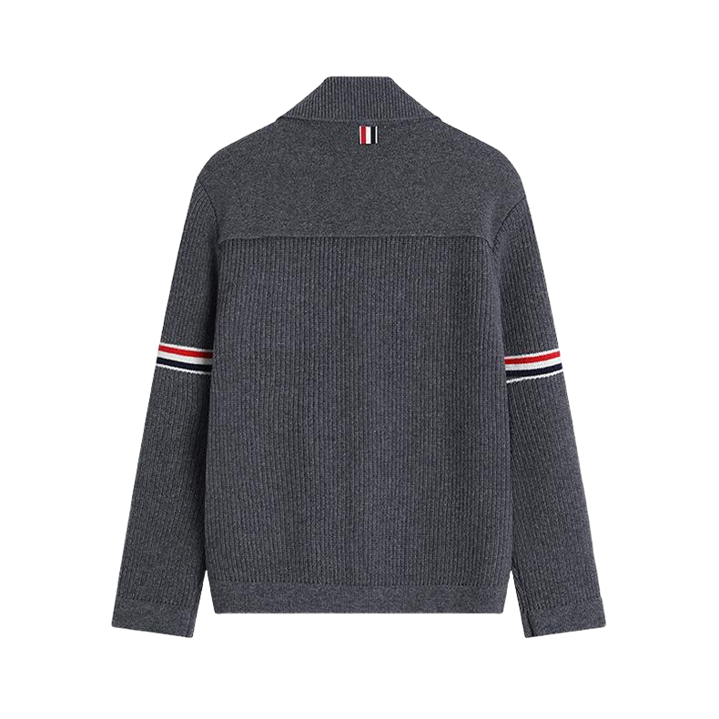 Exclusive Thom Browne 2025SS Wool Coat Jacket — Gray — Size 1/M — Top View
