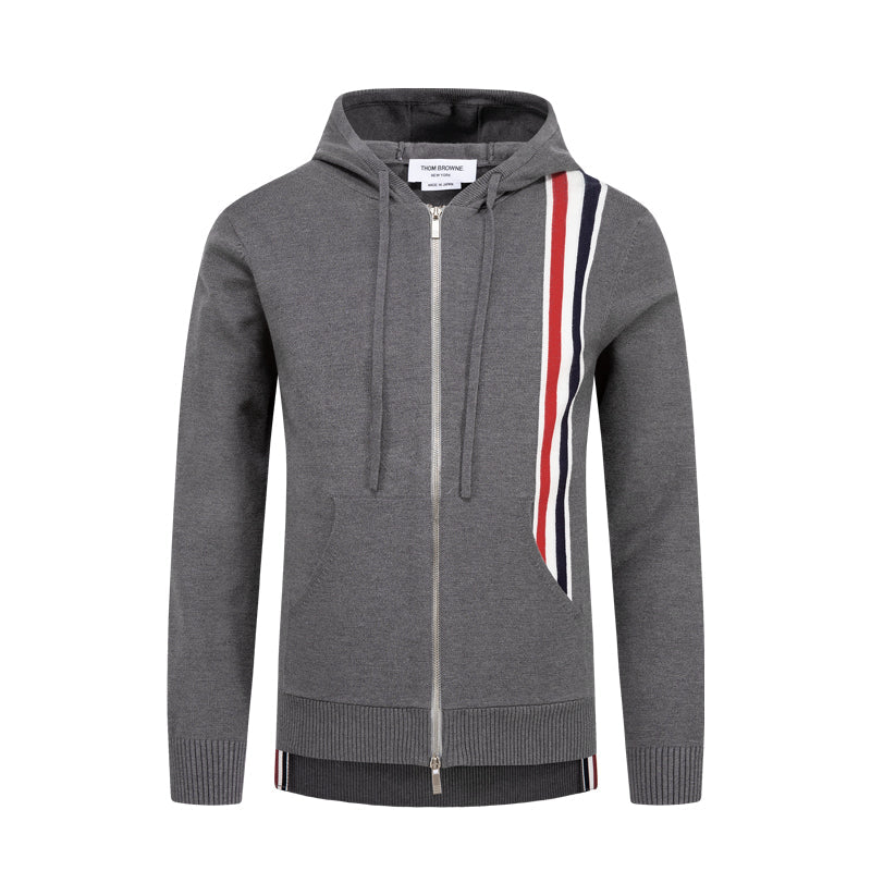 Exclusive Thom Browne 2025 Knitted Hoodie — Gray — Size 0/S — Side View