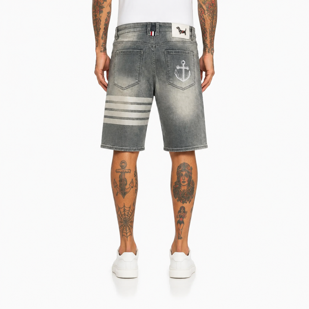 Exclusive Thom Browne Embroidery Jeans — Gray — Size 29 — Back View