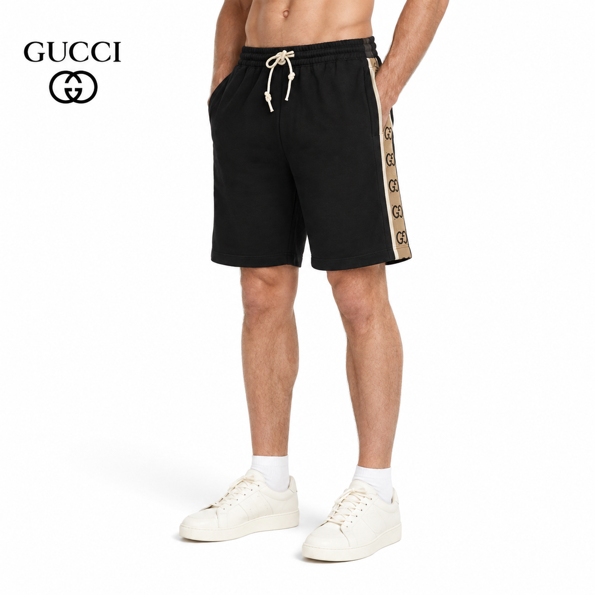 Exclusive Gucci GG Interlocking Logo Tape Shorts — XS — Front View