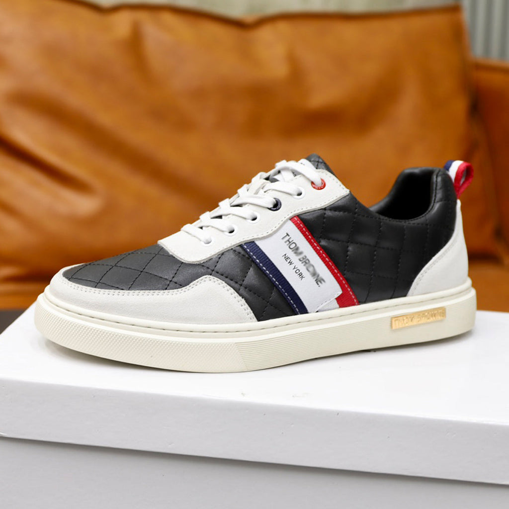 Exclusive MR.TOM Leather 2025ss sneakers — Black-Gray — Size 38 — Lifestyle View