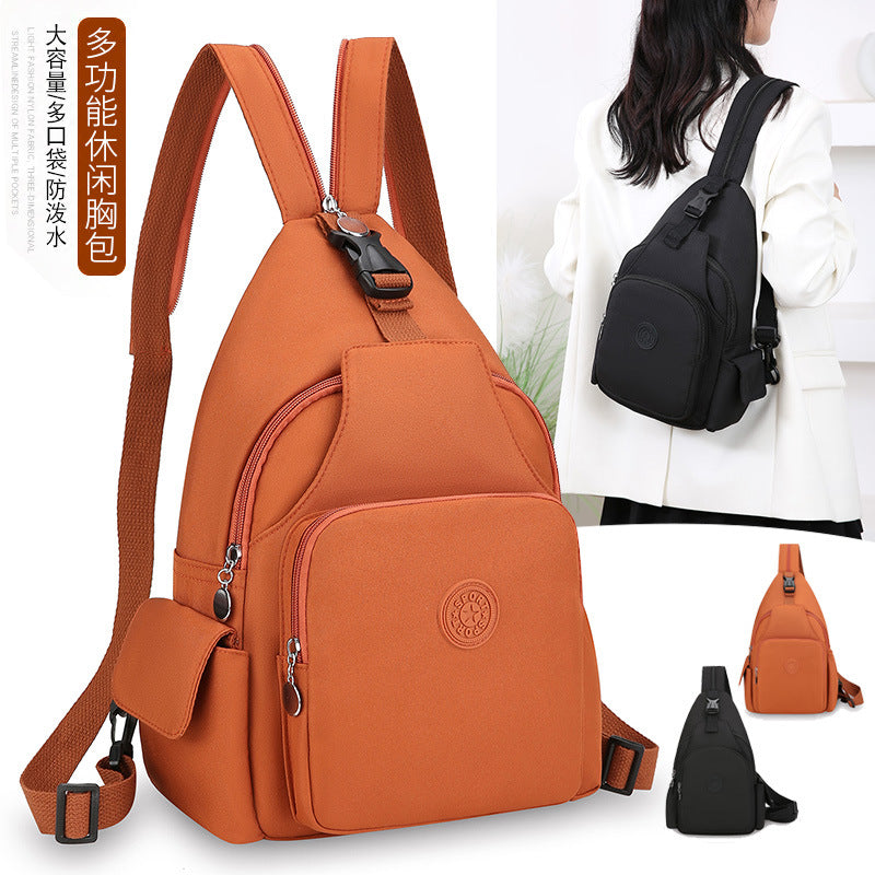 Exclusive Fashion Backpack Women's Casual Waterproof Multifunctional Chest Bag — Black — Detail View