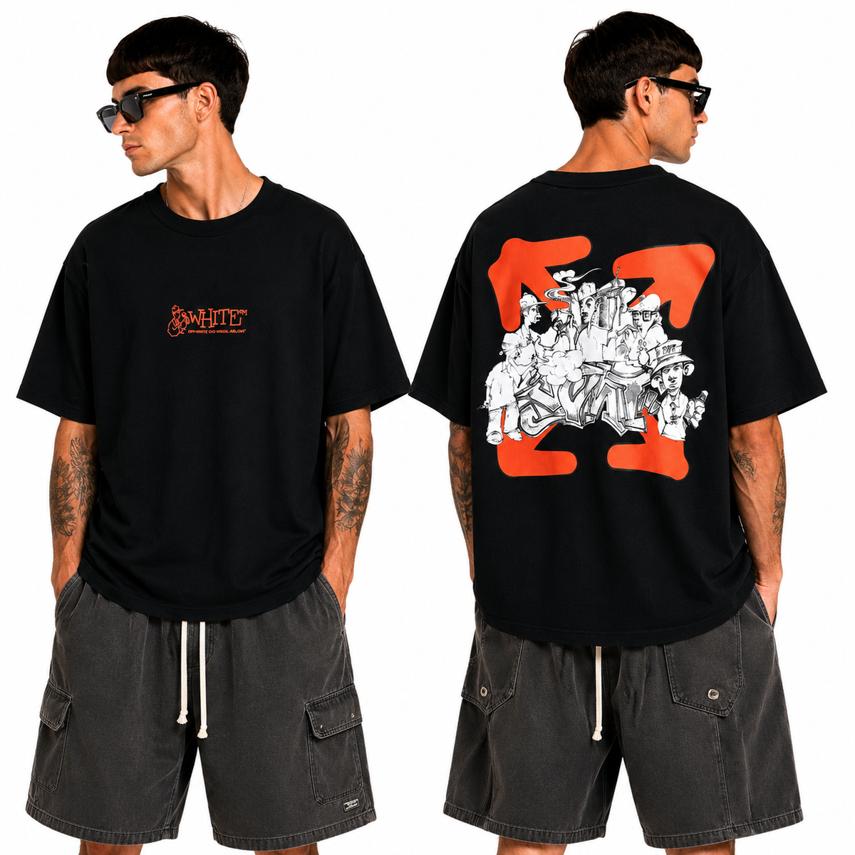 Exclusive OFF-White Arrow logo print T-shirt#71 — White — Size S — Front View