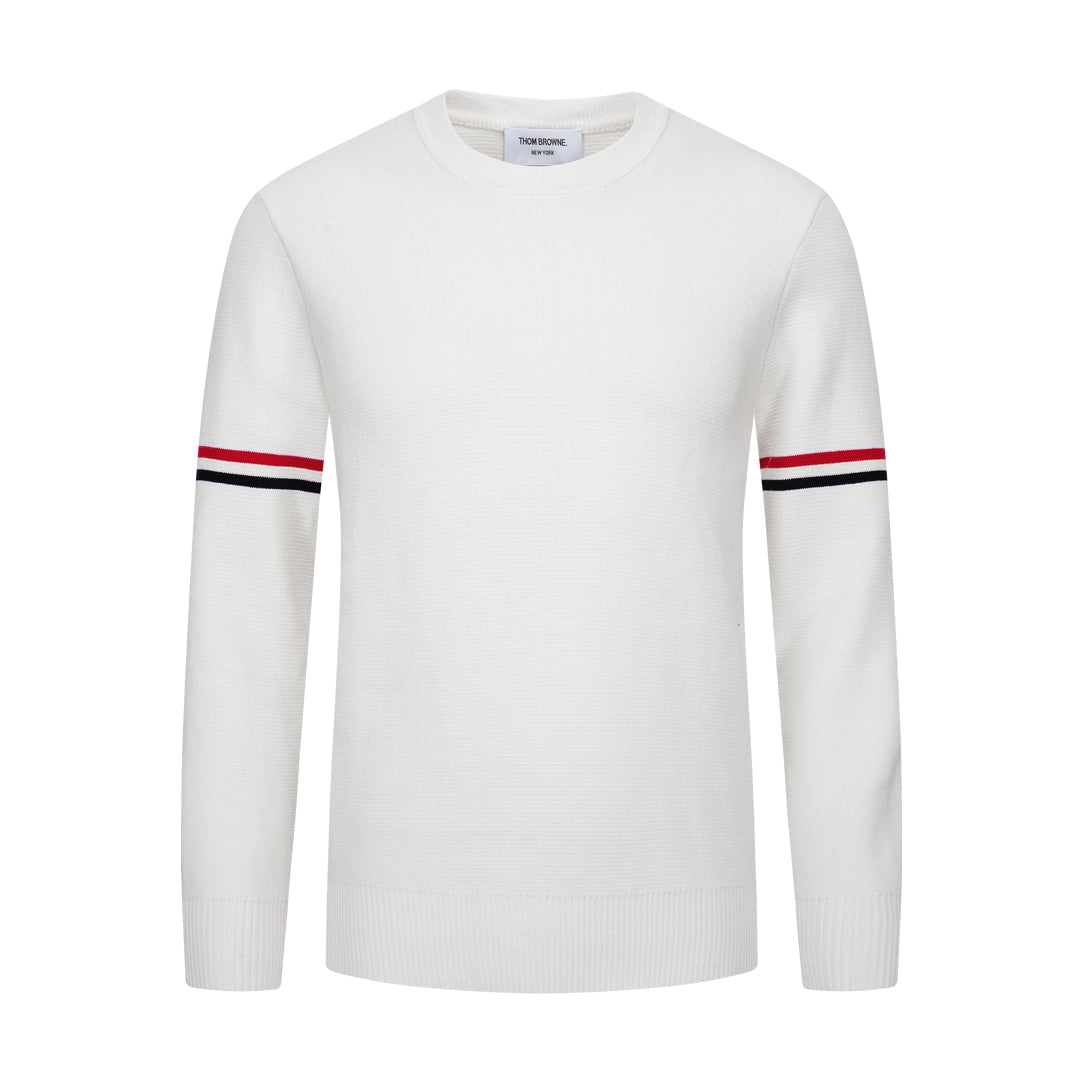 Exclusive Thom Browne Round neck wool sweater — Blue — Size 1/M — Lifestyle View