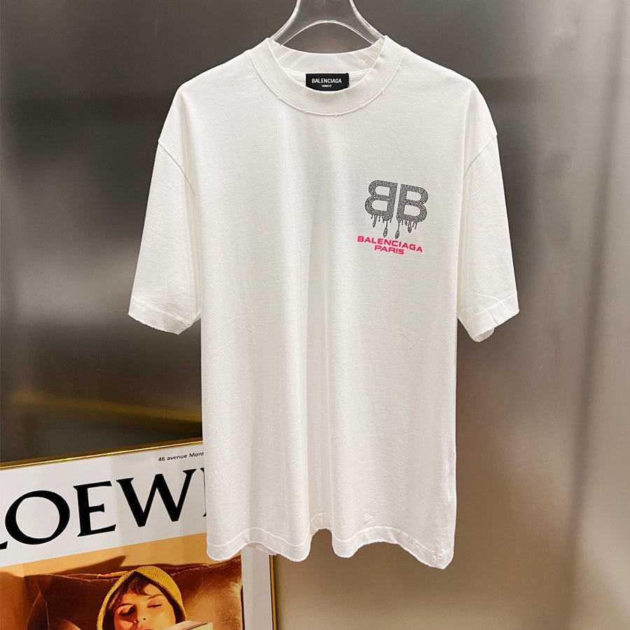 Exclusive Balenciaga BB LOGO Printed T-shirt — Black — Size S — Detail View