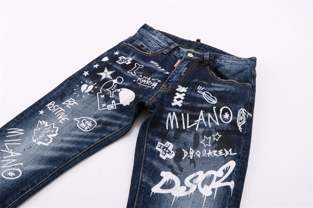 Exclusive dsquared2 New Man Graffiti Jeans — 28 — Top View
