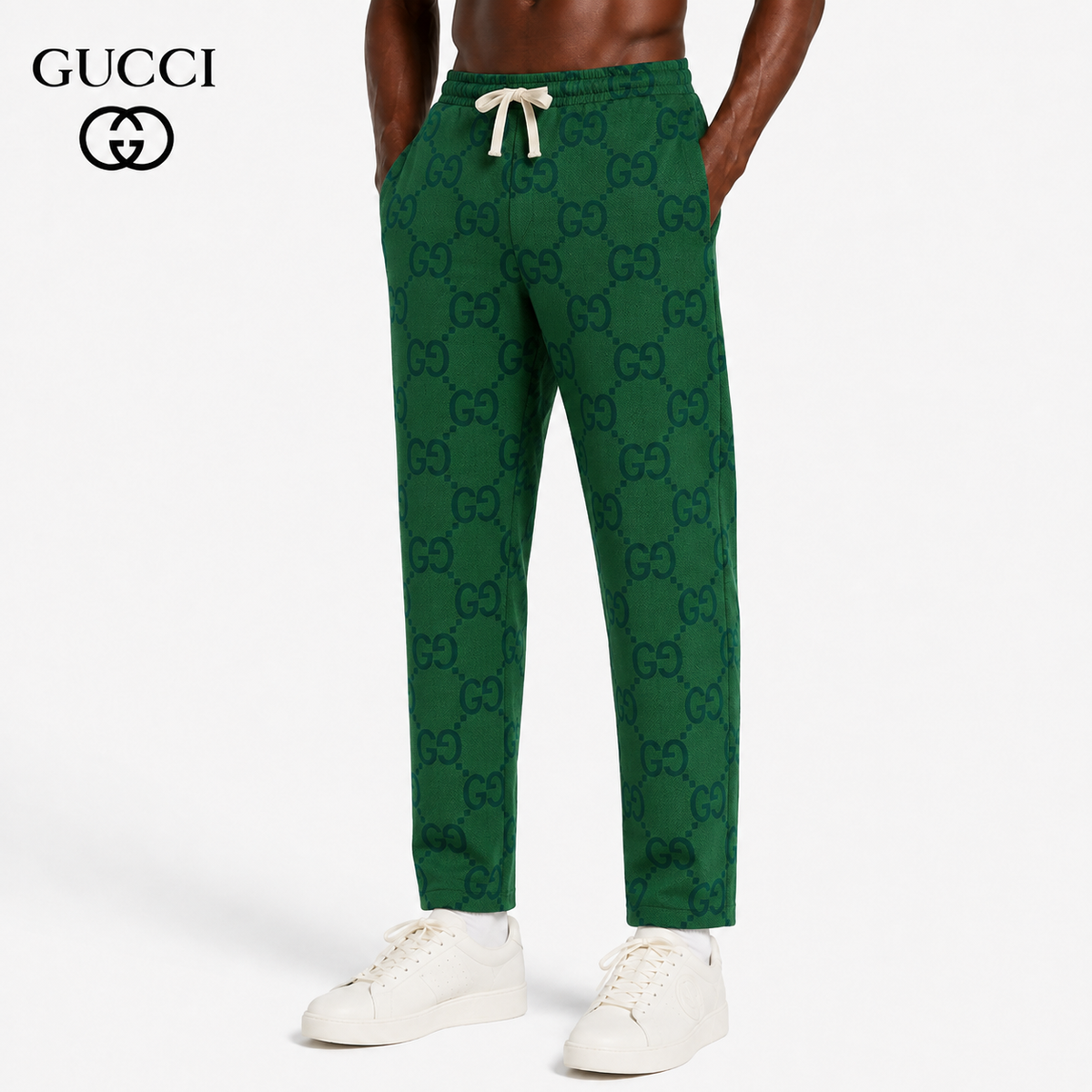 Exclusive Gucci GG Monogram Jacquard Jogger Pants — S — Front View
