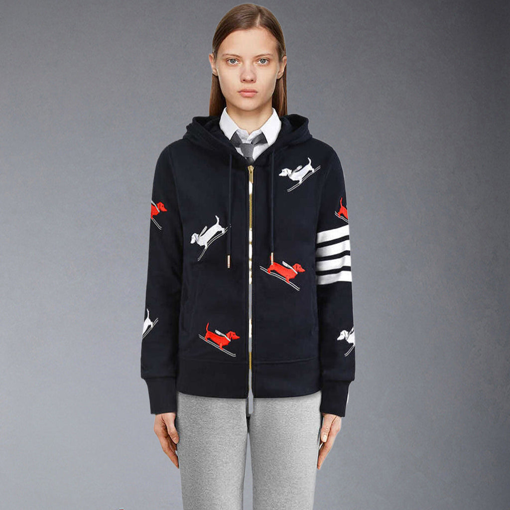 Exclusive MR.TOM 2025ss embroidery Hoodie — Gray — Size 0/S — Front View