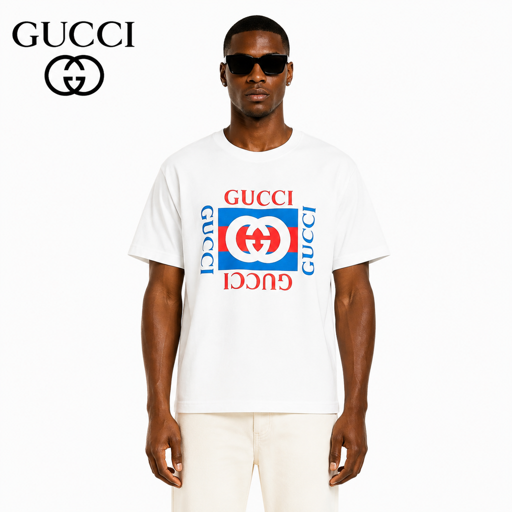 Exclusive Gucci Interlocking GG Logo Print T-Shirt — White — Size XS — Front View