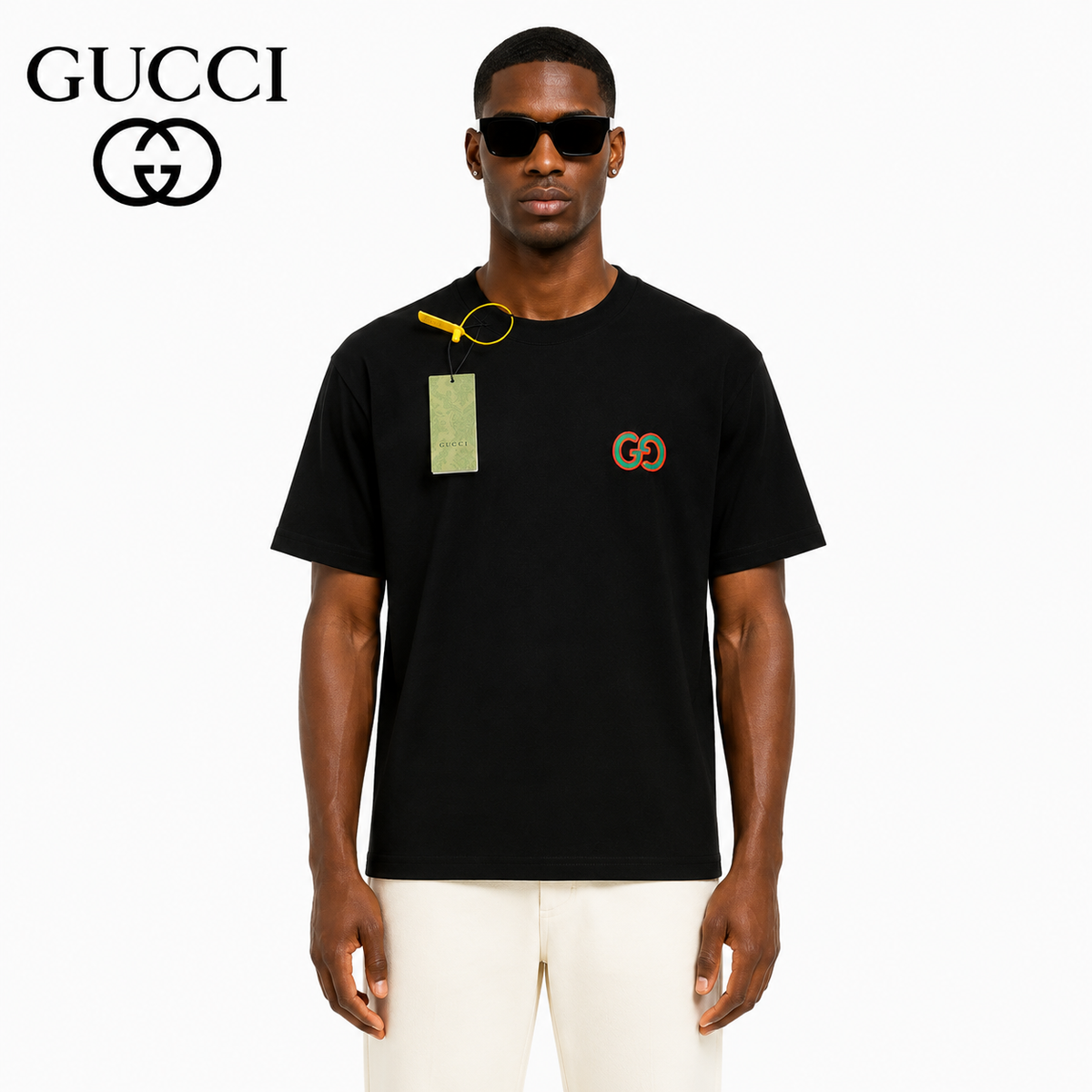 Exclusive Gucci GG Embroidered Logo T-Shirt — White — Size XS — Front View