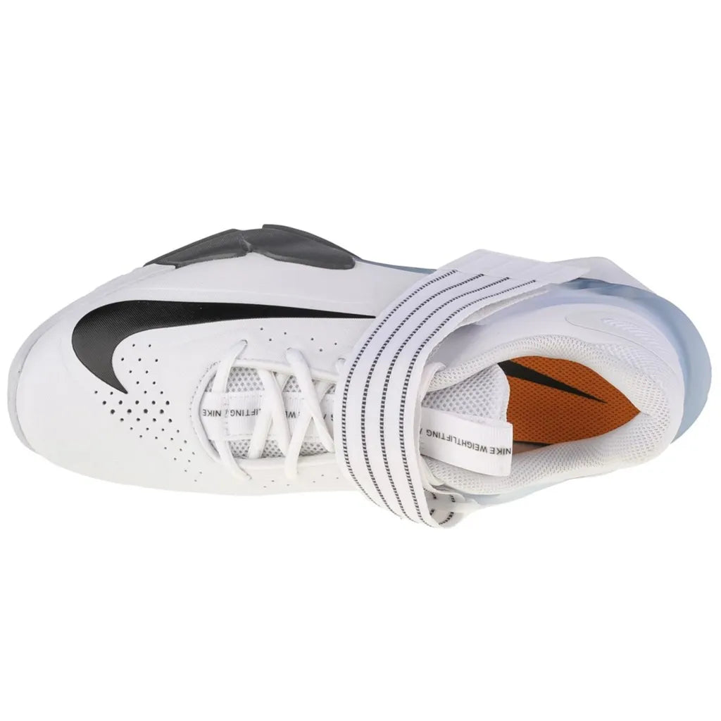 Exclusive Savaleos Weightlifting Shoes — White/Iron Grey/Laser Orange/Black — Size US M 5.5 - UK 5 - EUR 38 — Back View