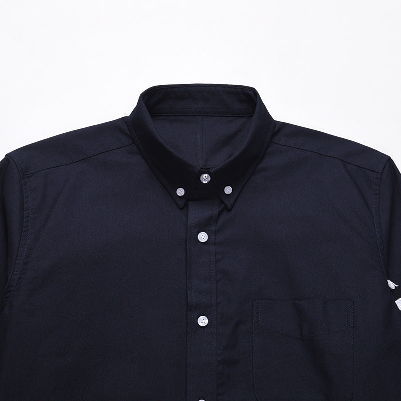 Exclusive Thom Browne 4-Bar Embroidery Shirt — Blue — Size 0/S — Top View
