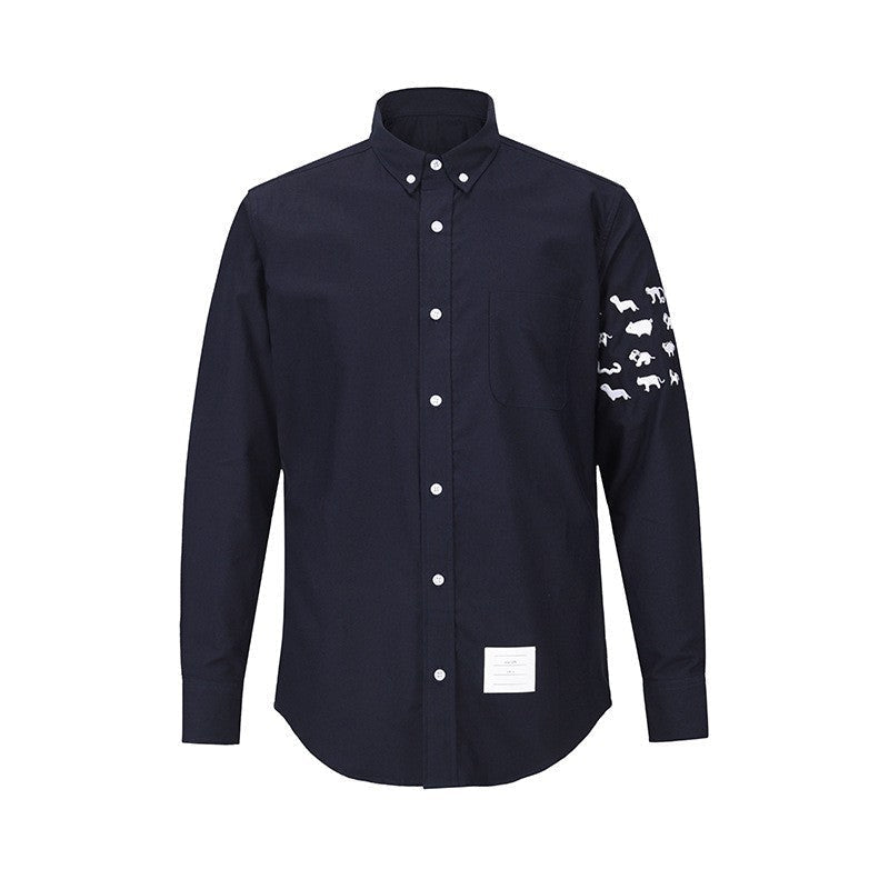 Exclusive Thom Browne 4-Bar Embroidery Shirt — Blue — Size 0/S — Back View