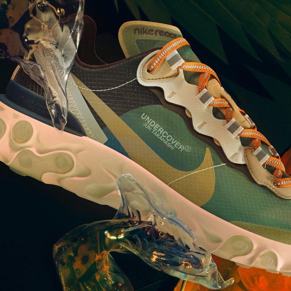 Exclusive Undercover x Nike React Element 87 Green Black — UK 3 | EU 35.5 | US 3.5 — Alternate View 7