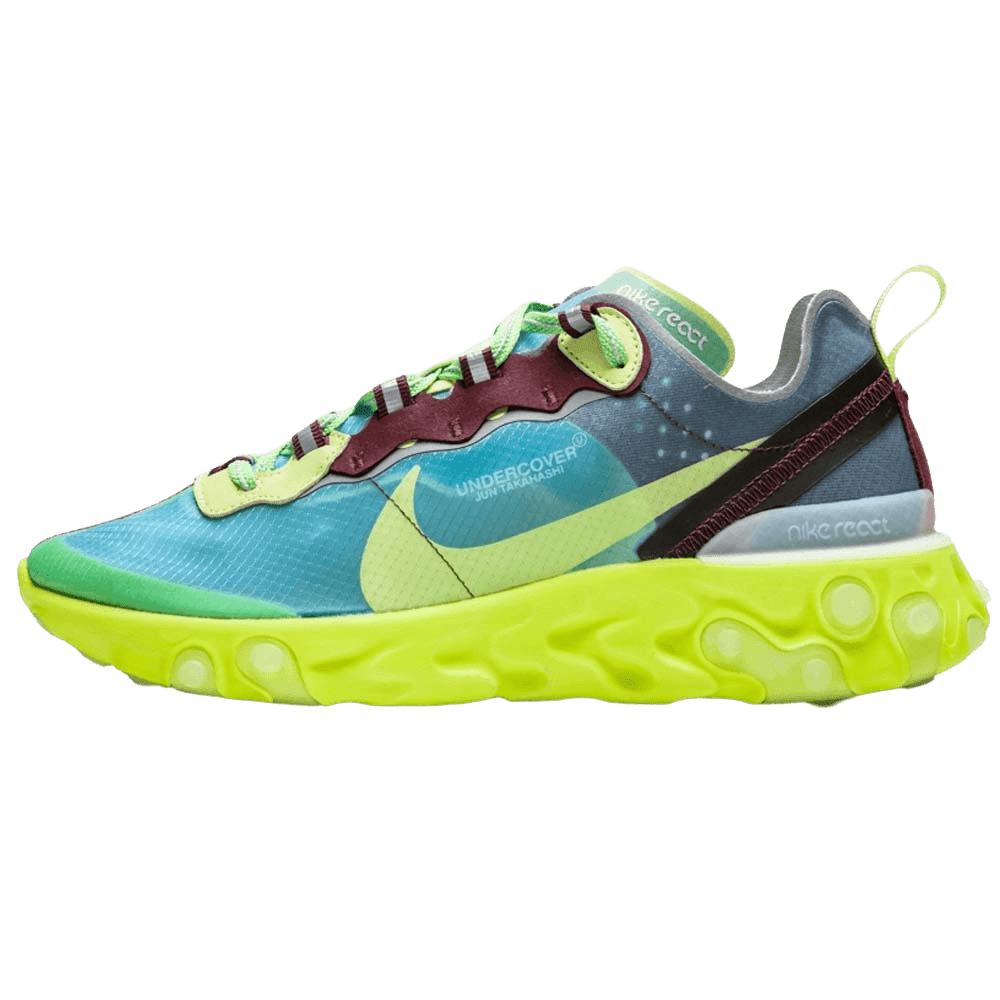 Exclusive Undercover x Nike React Element 87 Blue Volt — UK 3 | EU 35.5 | US 3.5 — Front View