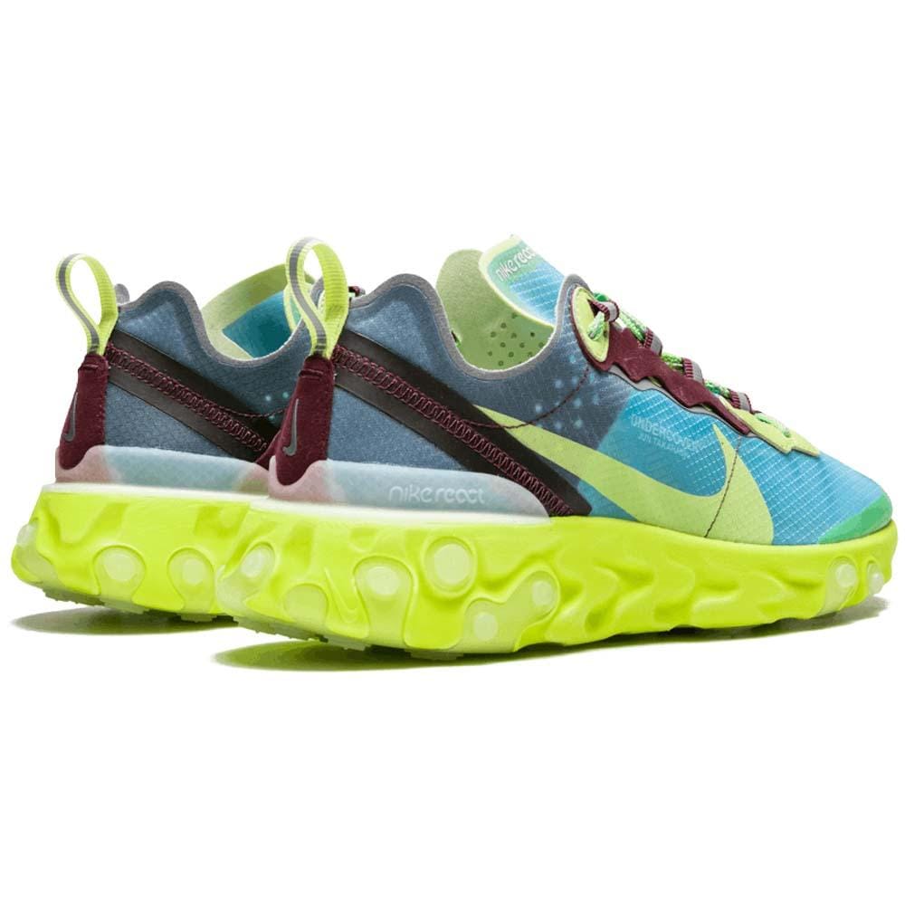 Exclusive Undercover x Nike React Element 87 Blue Volt — UK 3 | EU 35.5 | US 3.5 — Back View