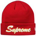 Exclusive Supreme New Era Script Beanie (FW18) Red — Front View