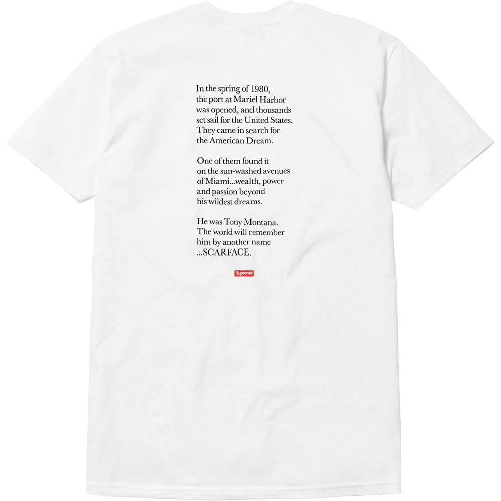 Exclusive Supreme Scarface Split Tee - White — XXS — Side View