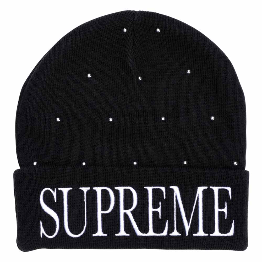 Exclusive Supreme Studded Beanie Black — Front View