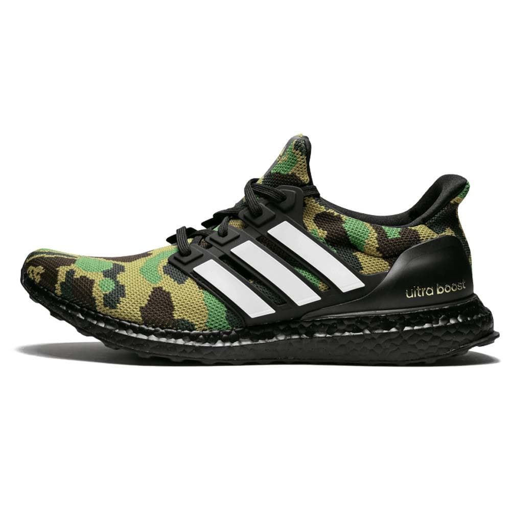 Exclusive BAPE x adidas Ultra Boost Green Camo — UK 3.5 | EU 36 | US 4 — Front View