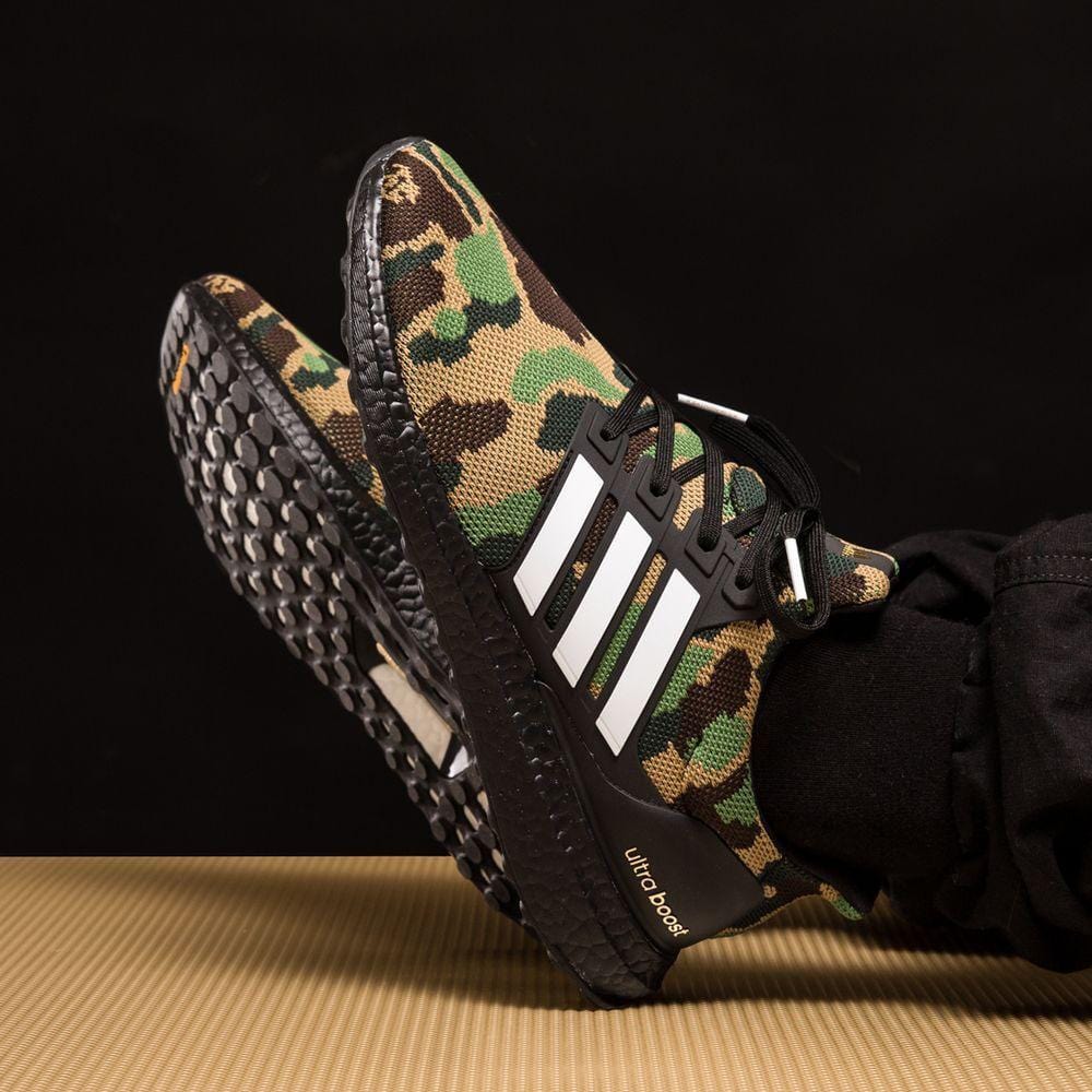 Exclusive BAPE x adidas Ultra Boost Green Camo — UK 3.5 | EU 36 | US 4 — Lifestyle View
