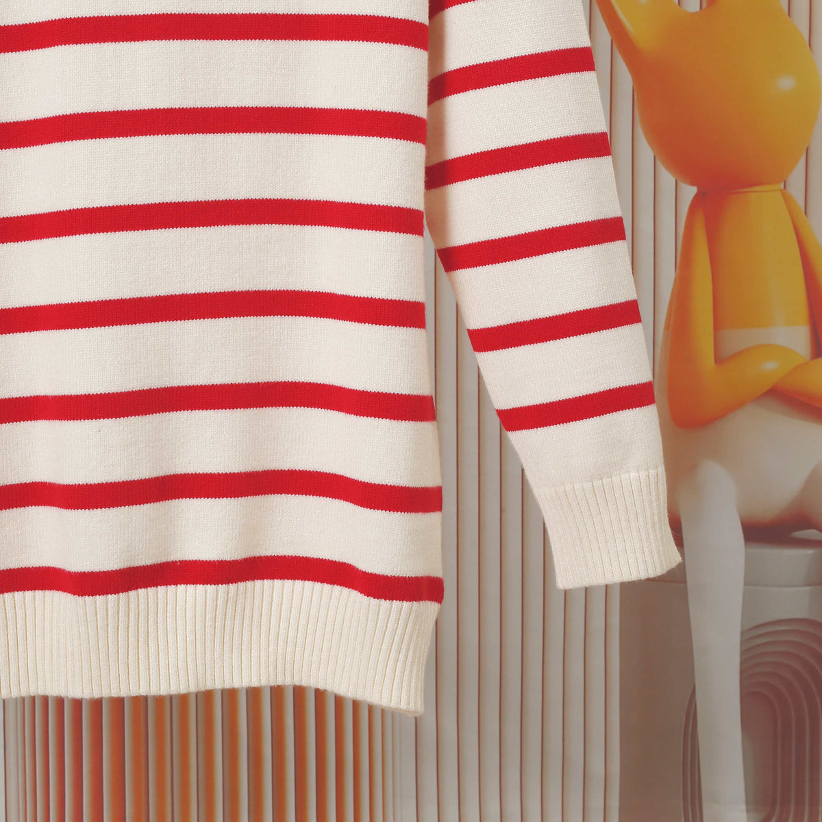 Exclusive Gucci Unisex G8311 Embroidered Striped Sweater — S — Lifestyle View