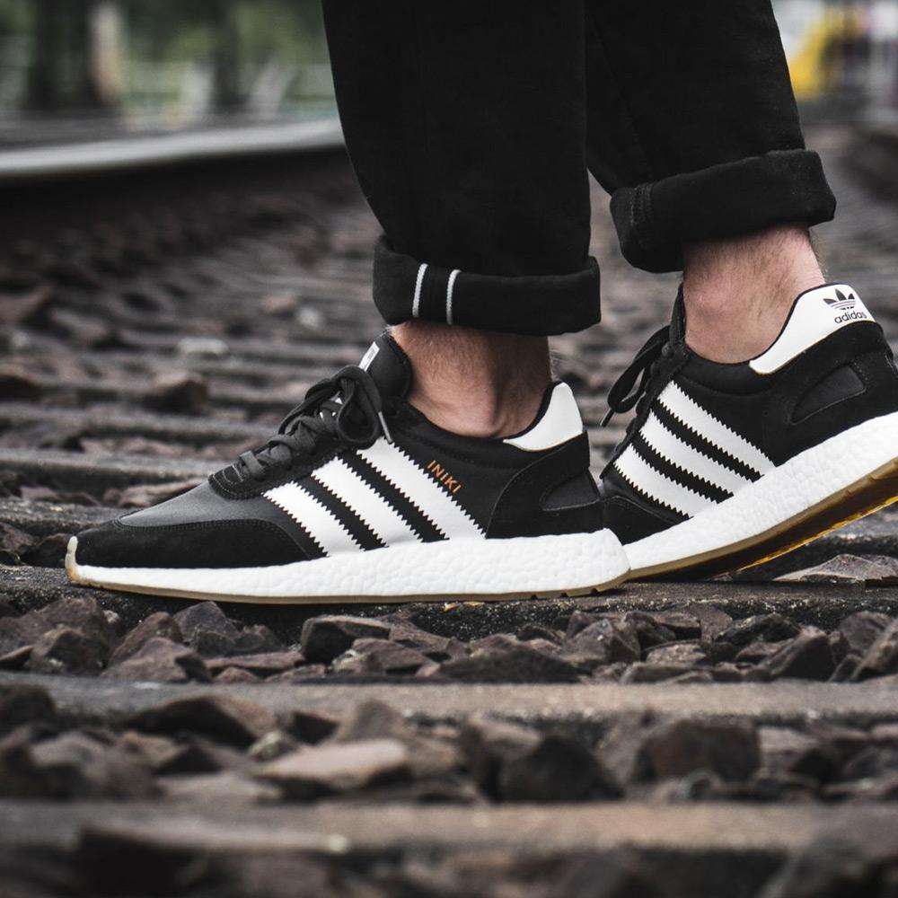 Exclusive adidas Iniki Runner Core Black-Gum — UK 3.5 | EU 36 | US 4 — Back View