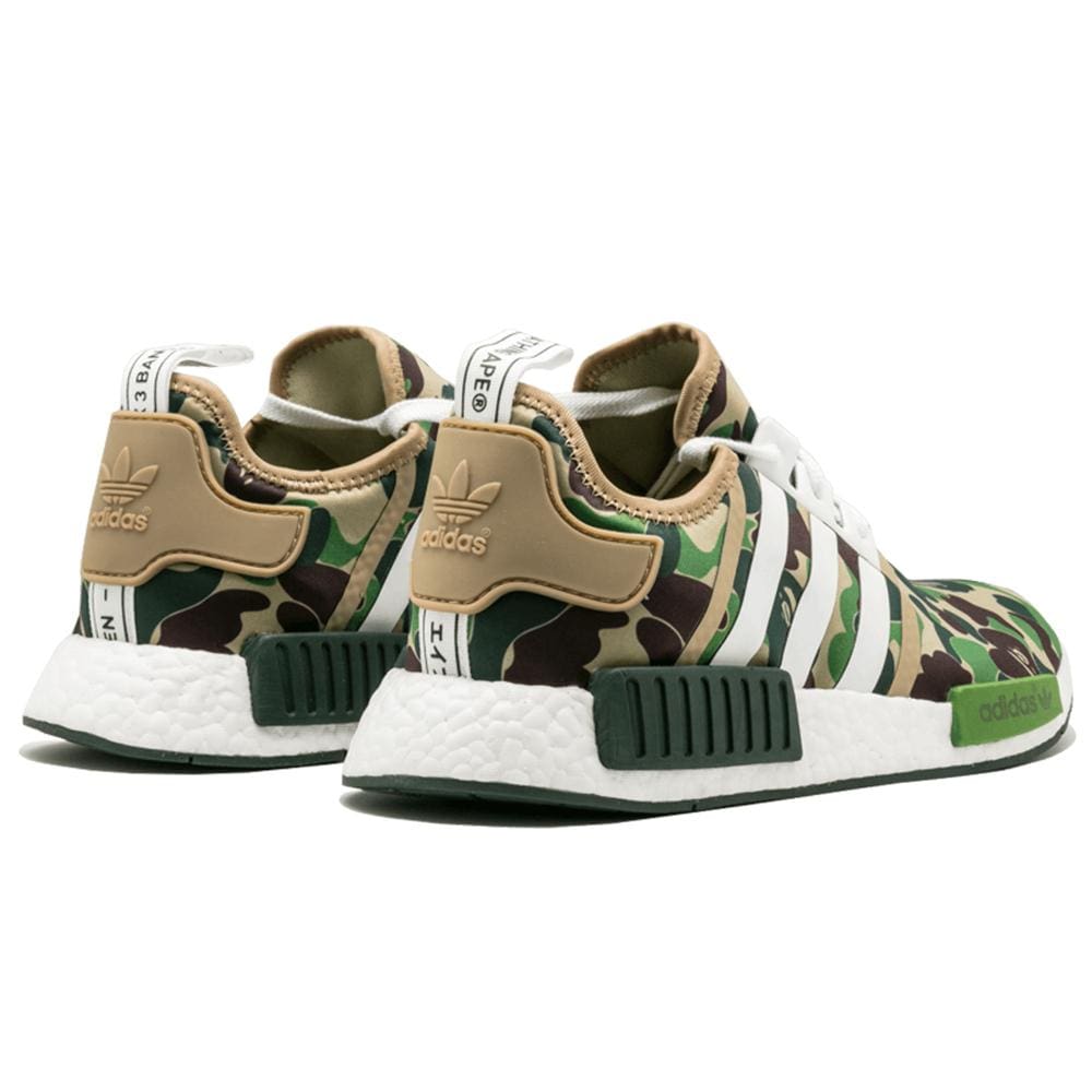 Exclusive Bape x Adidas NMD_R1 Green Camo — UK 3.5 | EU 36 | US 4 — Back View